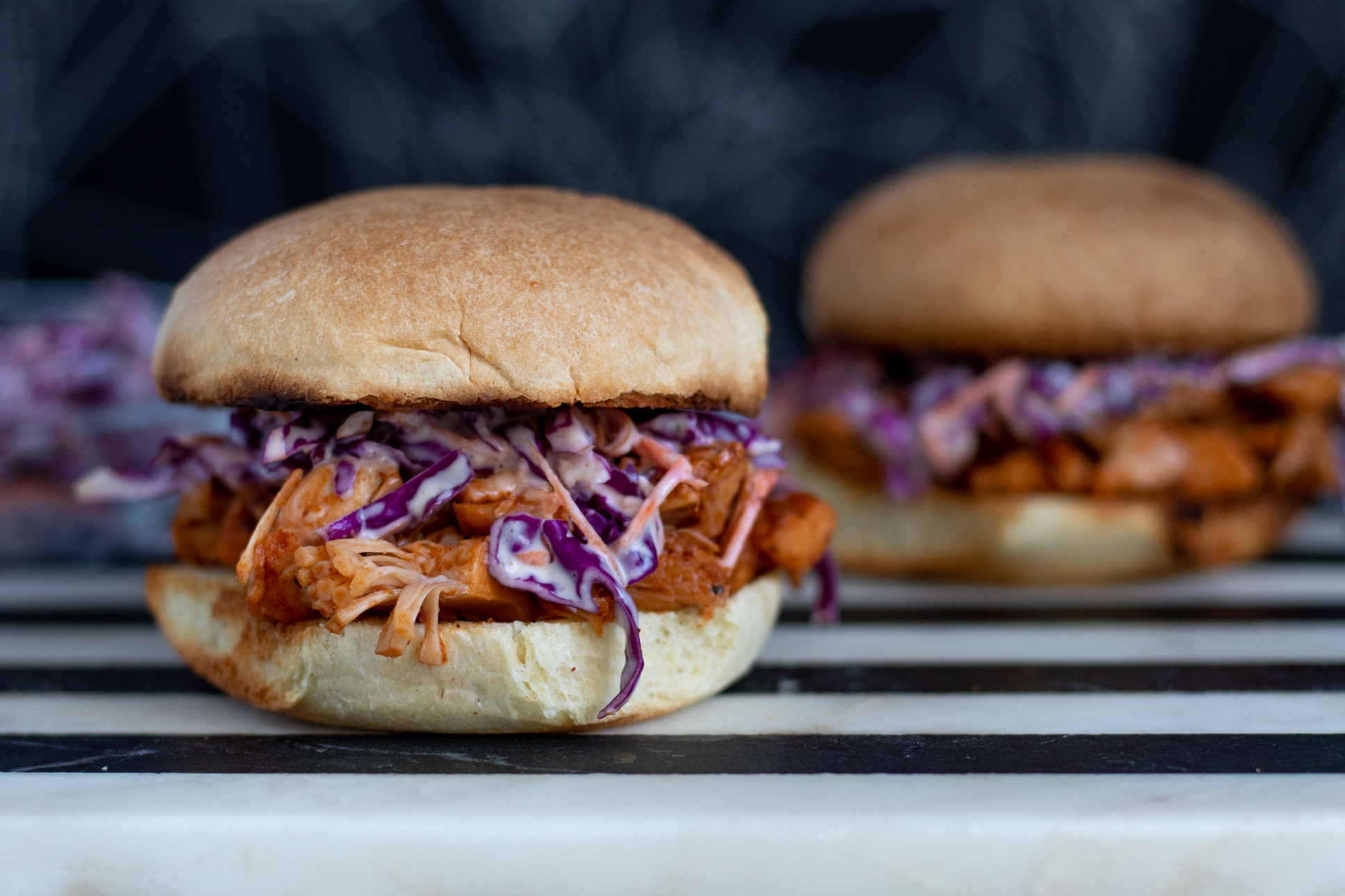 vegan BBQ jackfruit pulled pork sandwich