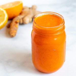 Orange, ginger, turmeric, carrot juice for immune boosting support