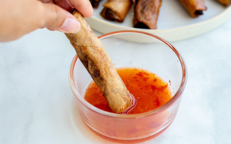 best vegan lumpia dipping in sweet chili sauce