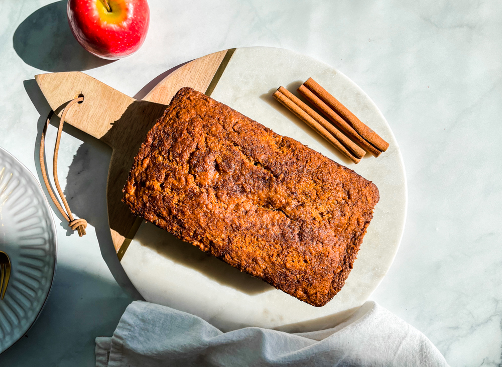 Vegan Cinnamon Apple Bread recipe, plantbased, gluten free